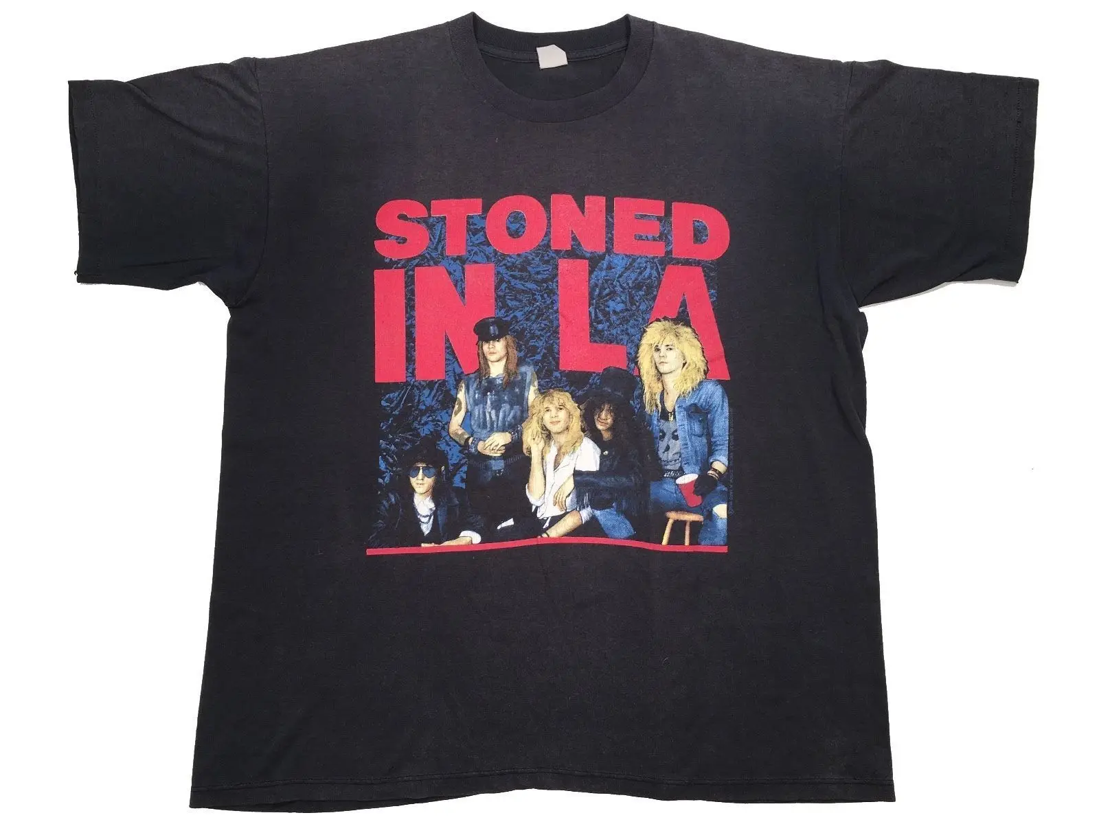 &quotGuns N Roses 1989 Stoned в La Tour футболка редкие старинные ретро рок-концерт | Мужская