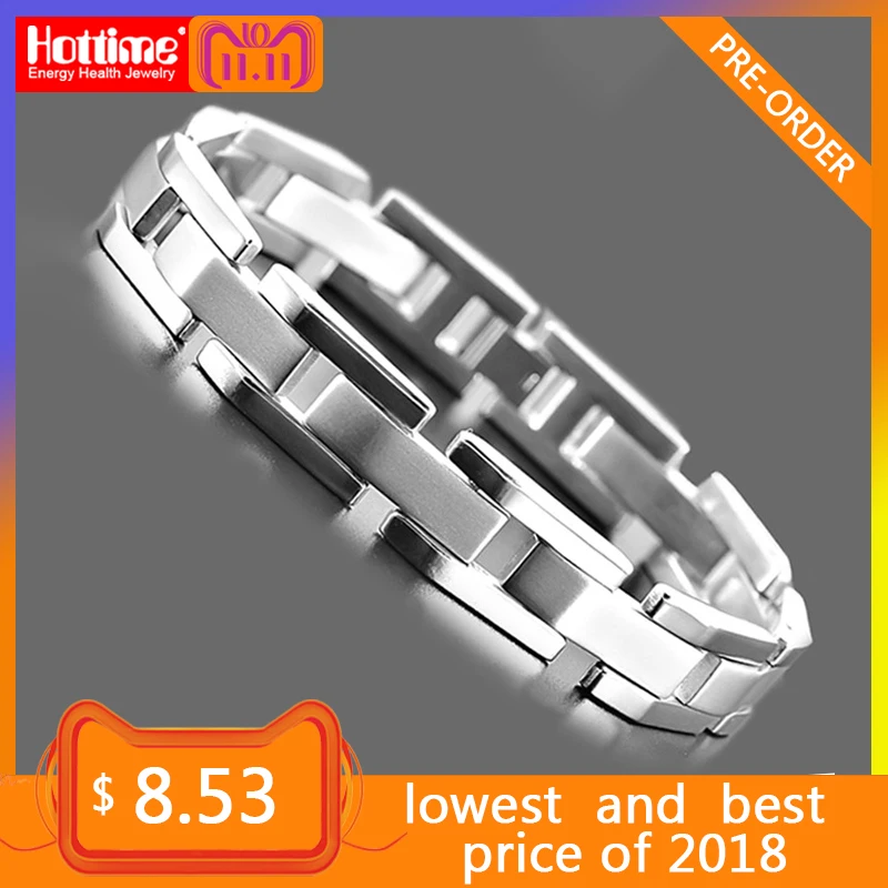 

Hottime Fashion Punk Stainless Steel bracelets Bangle Link Chain Plating Silver Bracelet For Mens Jewelry 10178
