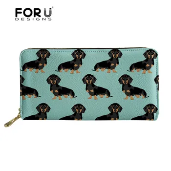

FORUDESIGNS Doxie Dog Dachshund Printing Long Wallet for Women PU Leather Purses& Wallets Ladies Purse for Coin Cash Clutch Bags