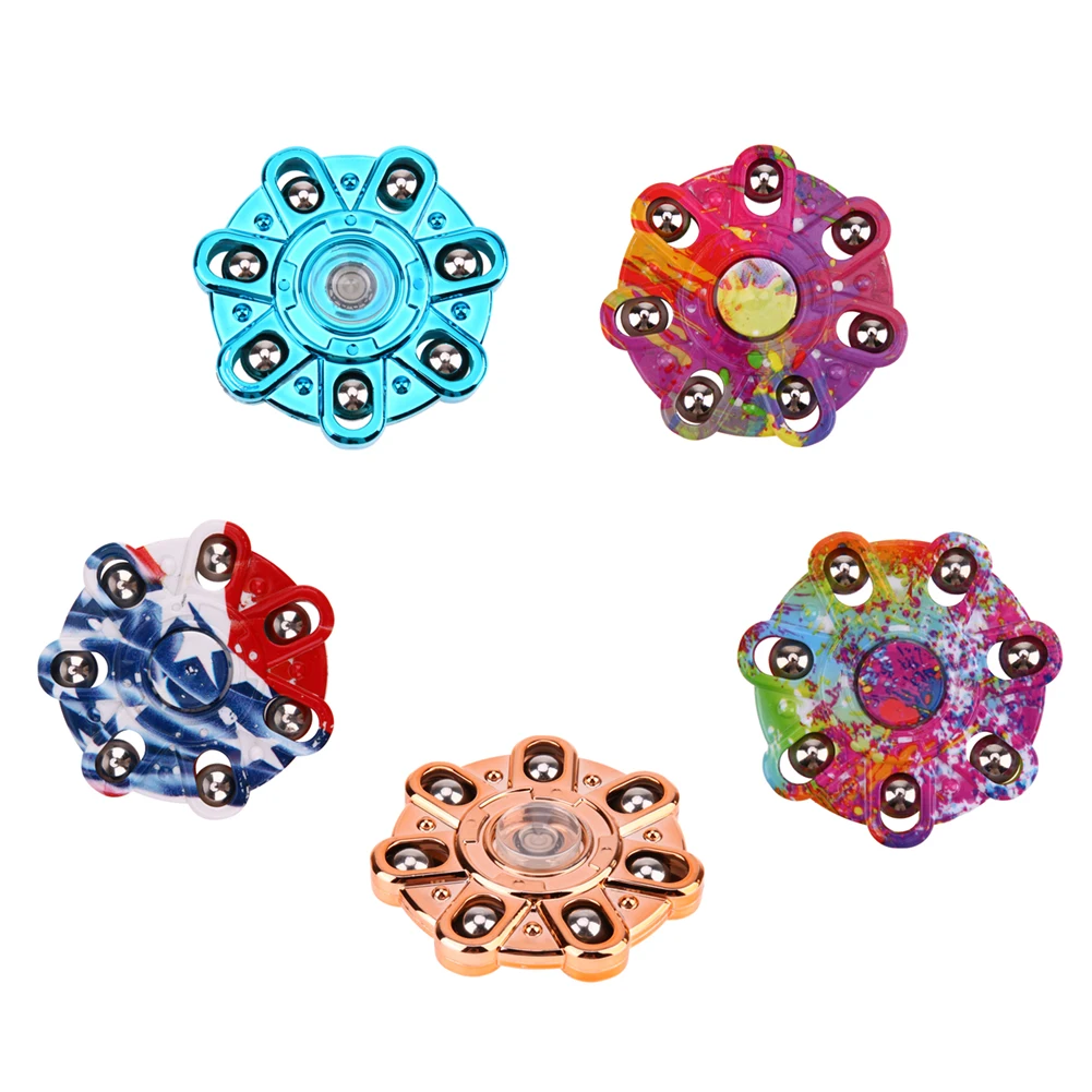 

New Creative Finger Fidget Spinner Tri-Spinner with Beads Colorful EDC Anti Stress Desk Focus Hand Spinner Long Rotation Time