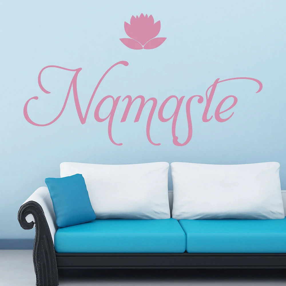 Yoga Namaste Wall Sticker Lotus Flower Wall Decal Greeting Home ...