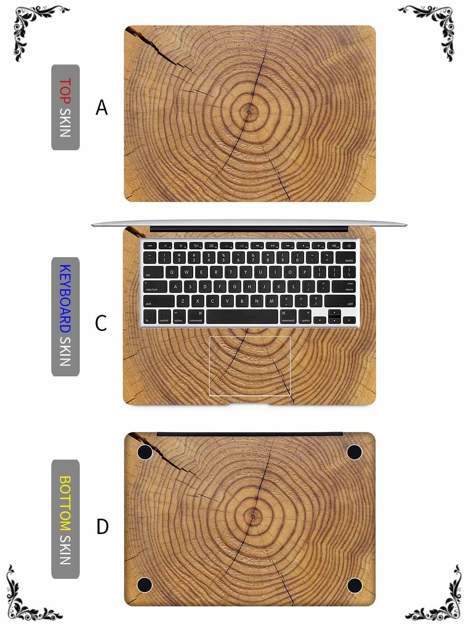 Дубовое дерево кольцо для ноутбука наклейка для Macbook Pro Air retina 11 12 13 15 дюймов Mac Book полное покрытие защитный ноутбук Кожа