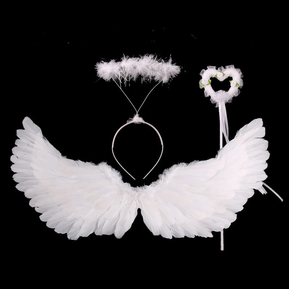 Белые костюмы ангела для девочек с перьями, крыльями и волшебными палочками; платье-пачка для костюмированной вечеринки на день рождения; детская одежда на Рождество