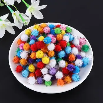 

1000Pcs 10mm Mini Fluffy Soft Pom Poms Pompoms Glitter Ball Handmade Kids Toys DIY Sewing Craft Supplies Mixed Color