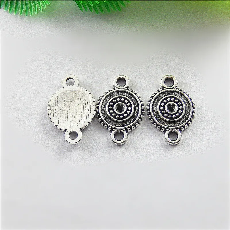 20pcs Creative Antique Silver Circle Connectors Jewelry Pendants Charms