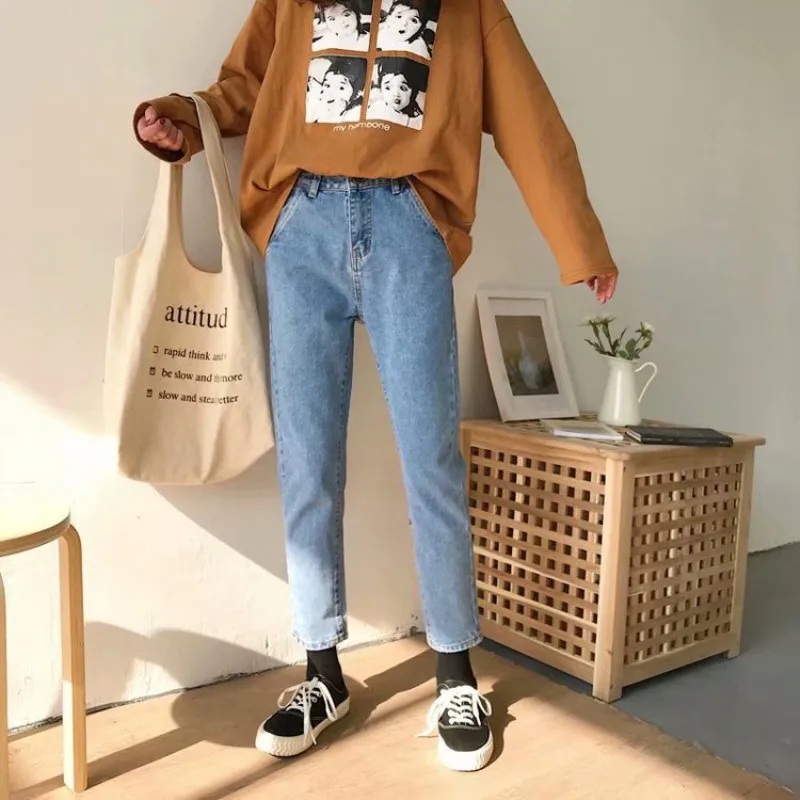2019 New Denim Jeans For Women Harem Pants Washed Denim Pants Ankle Black Blue Pants Trousers Harem Mom Jeans Plus Size