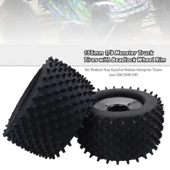 

155mm 1/8 Monster Truck Tires With Beadlock Wheel Rim For Redcat Hsp Kyosho Hobao Hongnor Team Losi GM DHK HPI
