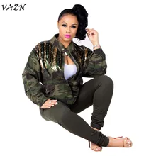 VAZN Новое поступление повседневная верхняя одежда на молнии для женщин камуфляжные пальто с рукавами «летучая мышь» женские облегающие пальто ME160