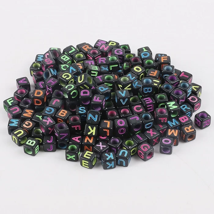 100pcs 6mm Mixed Square Alphabet Letter Beads Charms Bracelet Necklace For DIY Jewelry Making Clothing Decor Accessories - Цвет: Mixed02