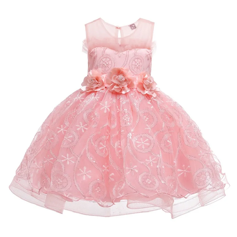 

Sequins flower children's dress / summer girl romantic new flower girl wedding / children sweet party princess dress