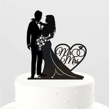 Кольцо с Mr и Mrs силуэт свадебный торт Топпер/уникальные украшения для свадьбы/невесты и жениха материалы для украшения тортов/пищевой безопасности