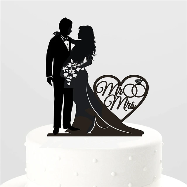 Download Ring With Mr and Mrs Silhouette Wedding Cake Topper/Unique ...