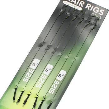 

6PCS Carp Fishing Hair Rig Ready Tied Carp Rig Hook Link Carp Fishing Hooks Ready Made Hair Carp Chod Rigs Tackle Accessories