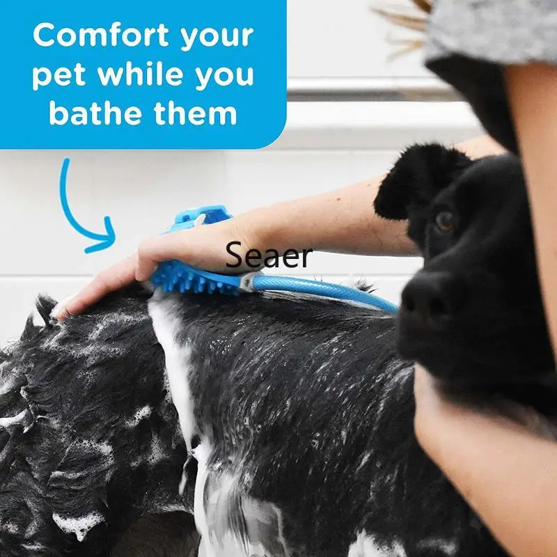 

Pet Bathing Tool Pet Shower Sprayer & Scrubber in-One, Shower Bath Tub & Outdoor Garden Hose Compatible Dog Cat Horse Grooming