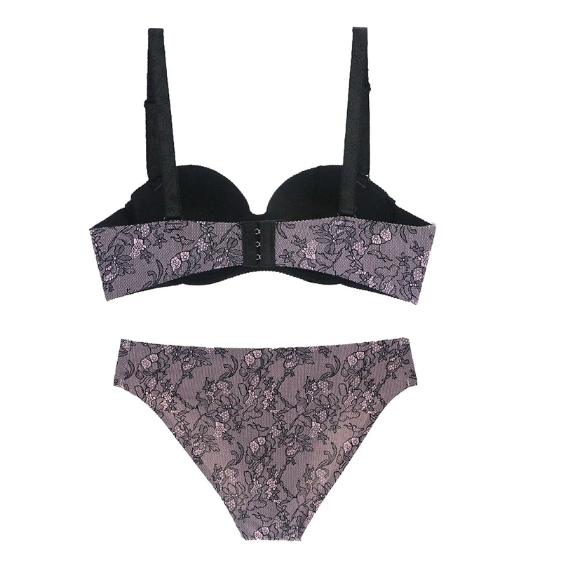 DAINAFANG sexy high-end luxury push up lingerie set 34 36 38  40  42ABC print fashion short dress lingerie cotton g-string pants