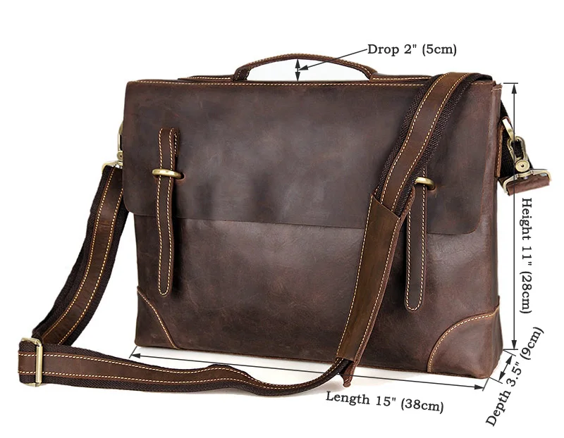 Nesitu высокое качество Винтаж натуральная кожа Для мужчин Crazy Horse кожаный портфель, плечевая сумка 14 ''сумка для ноутбука M7228