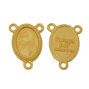 

DoreenBeads Connectors Oval Gold Plated Cabochon Settings(Fit 17x11mm)Spanish Message "Roega por Nosotros" 26x19mm,30 PCs 2016