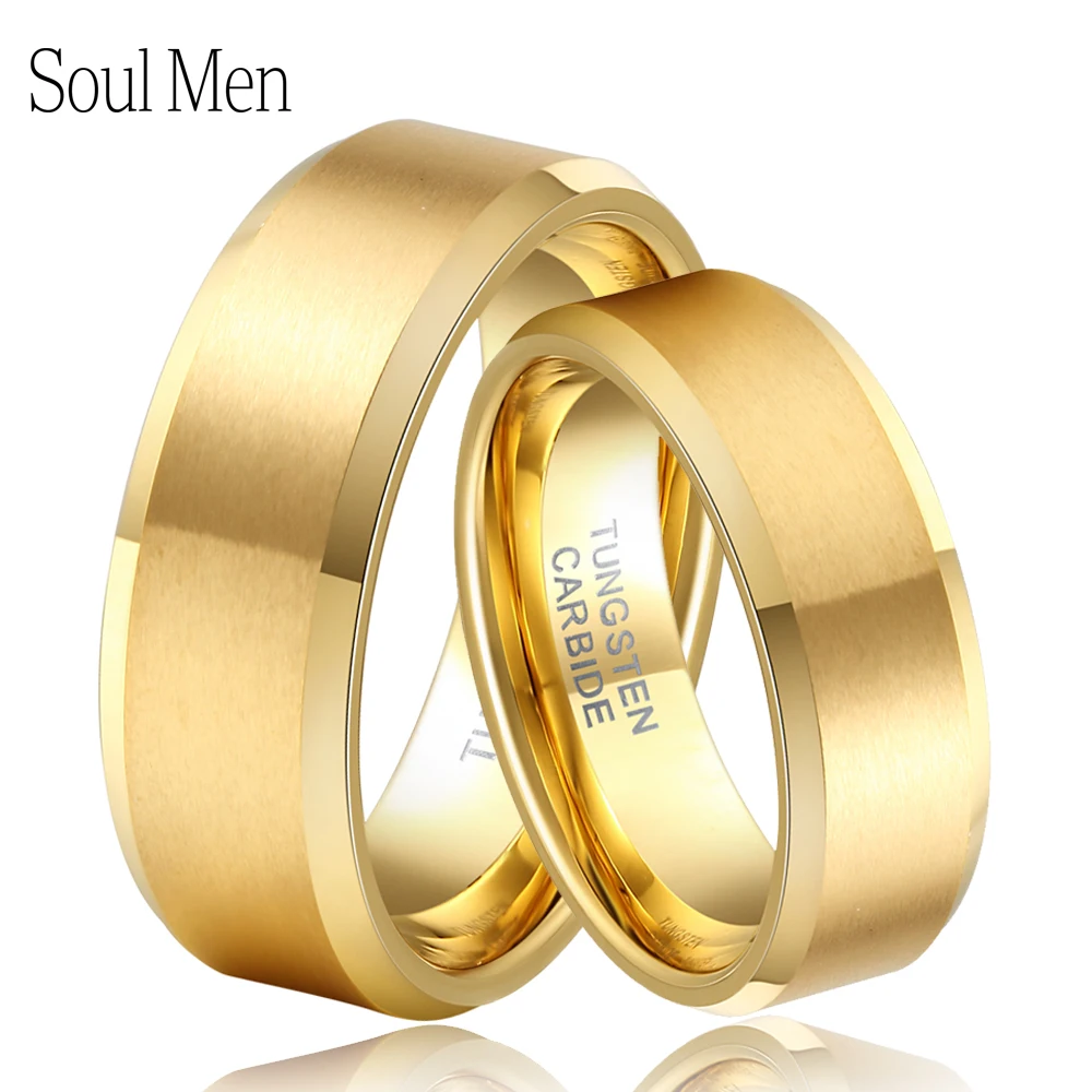 2pcs Lot Gold Tungsten Carbide Rings Wedding Bands In Comfort Fit And Matte Finish Size