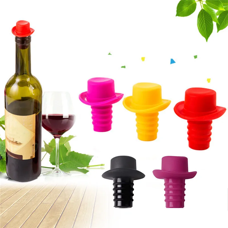 1pcs novelty bottle stopper Silicone Creative hat Design Safe And