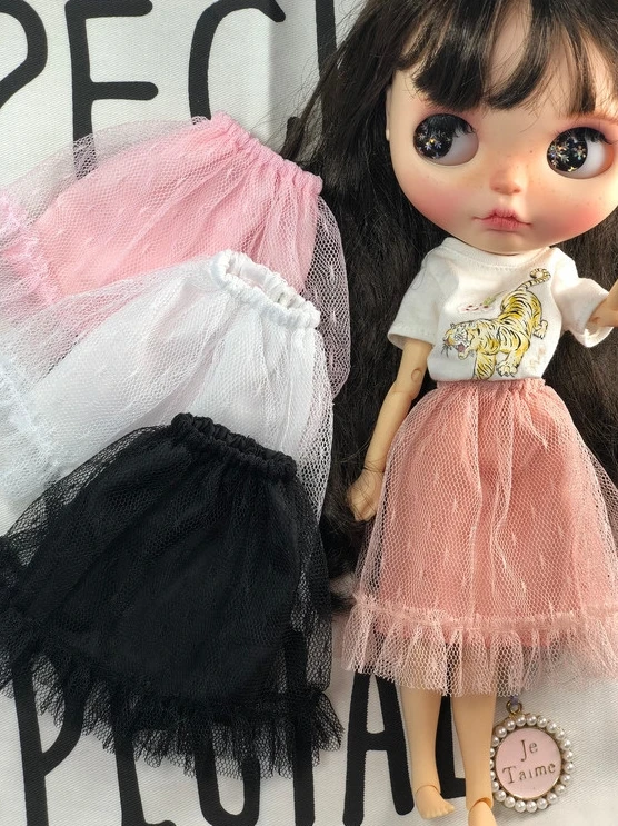 

New 1PCS Blyth Dolls Princess Gauzy Skirt 4 Colors Lace Dress for blyth azone 1/6 bjd 30cm Dolls accessories clothes for dolls