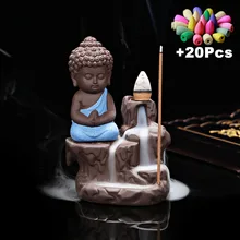 С 20 конусами маленький монах курильница креативный домашний декор Маленький Будда обратный поток благовония горелки использовать в офис Teaho использования