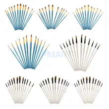 Набор из 12 нейлоновых кистей для акварельных красок, разные кончики, деревянная ручка, кисть для красок, акрил, гуашь, инструмент для рисования