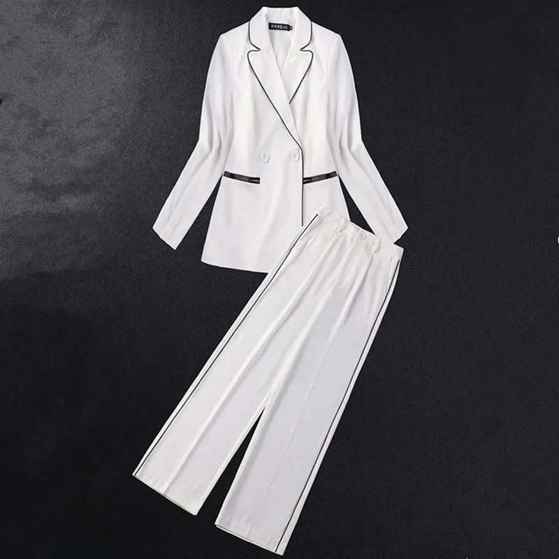 48.1     2、双排扣、拉链、104、Women's suit women's spring and summer new white slim suit two-piece suit (jacket + pants) women's business casual suit