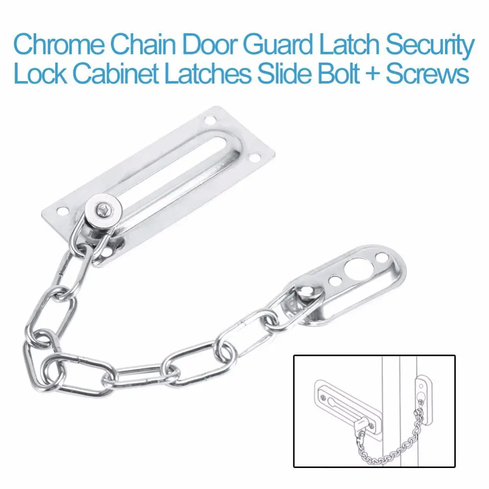 

Sliding Door Lock Chrome Door Lock Chain Bolt Safety Chain Hotel Office Security Chain Gate Cabinet Latches Decorative Hardware