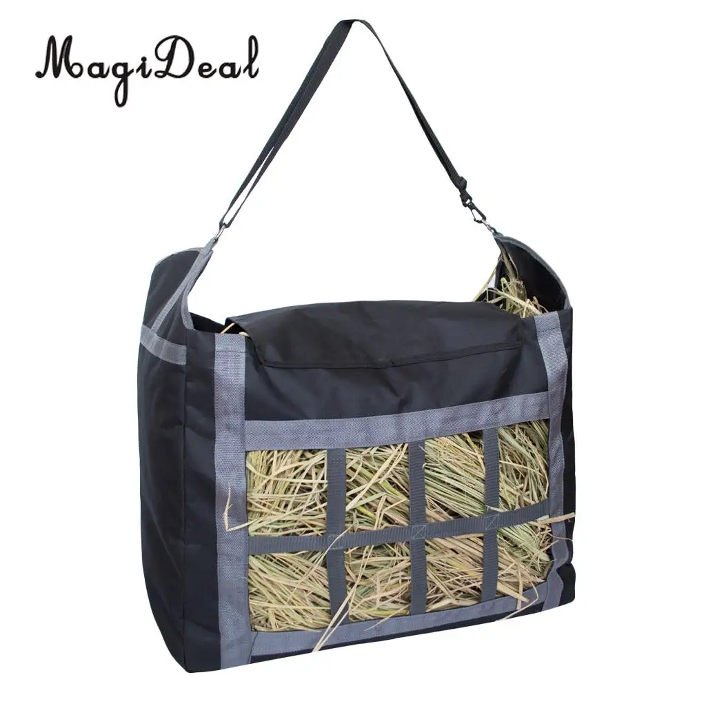 MagiDeal Slow Feed Hay Net Bag with Adjustable Carry Strap for Horses