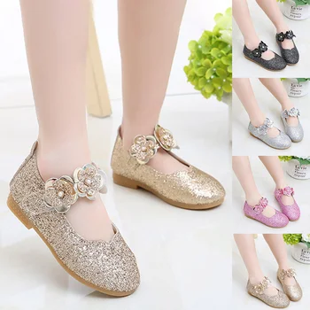 

Girls Soft Bottom Sequins Flowers Non-slip Princess Shoes Single Dance Shoes YJS Dropship