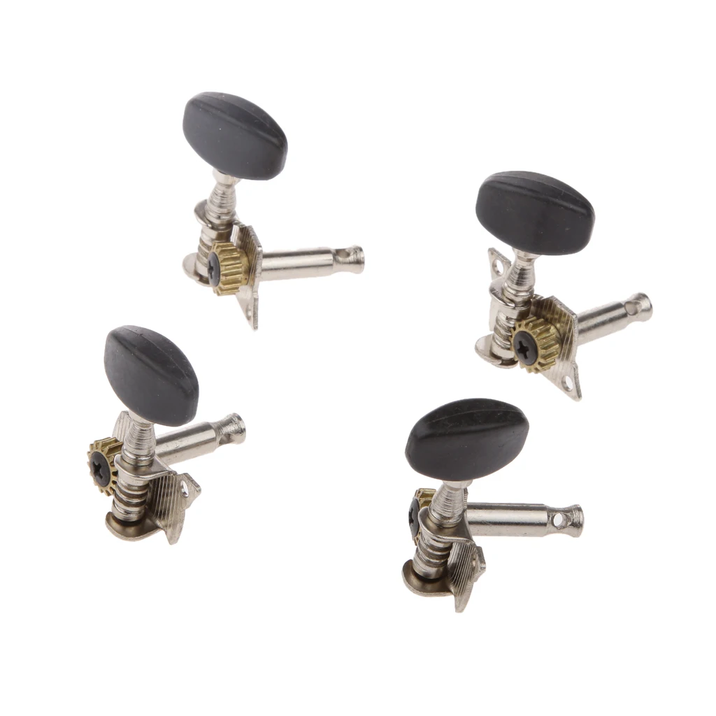 2L 2R Black Ukulele Tuners Machine Head W/ Ferrule Screw For 4 String Guitar Tuning Peg Ferrule & Screw