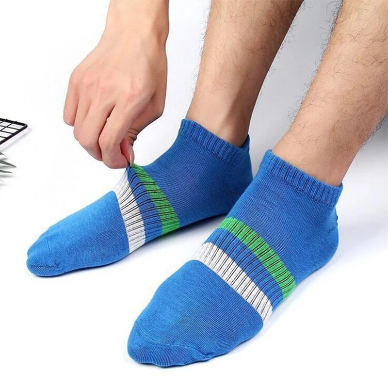 20 Pairs of 5 Mixed Color Sock One Size Pure Cotton Striped Sport Men