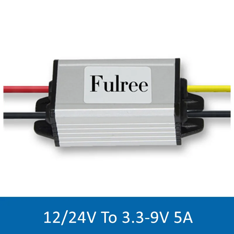

Waterproof Power Supply Converter DC/DC Step-down 12-24V to 3.3-9V 5A Control Car Module Auto Protection