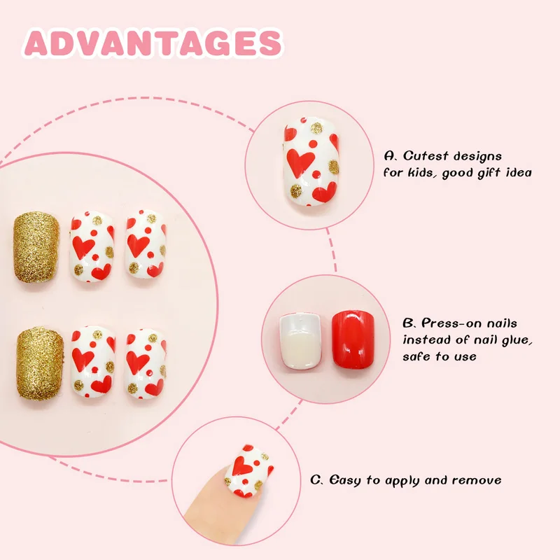 red false nails for kids-C34-6