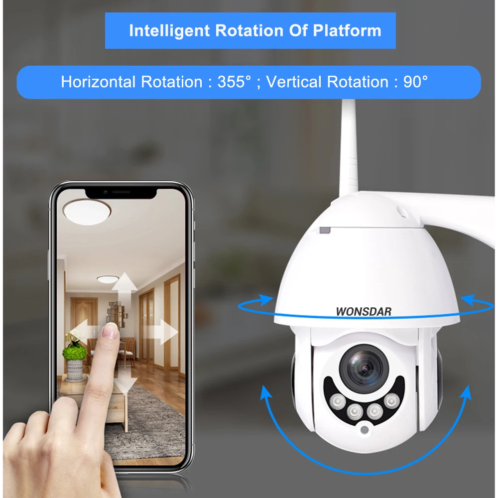 Wonsdar 1080P PTZ IP камера Yoosee двухсторонняя аудио беспроводная Wi-Fi безопасность наружная скоростная купольная камера видеонаблюдения CCTV Onvif P2P