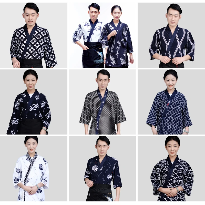 2019 Лето японский услуги повара японский Ресторан Шеф-повар суши Рабочий костюм с коротким рукавом модные дышащие Еда Услуги