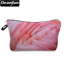 Deanfun 3D напечатанные косметички Розовый фламинго перо милые для женщин Путешествия Макияж хранения 51284
