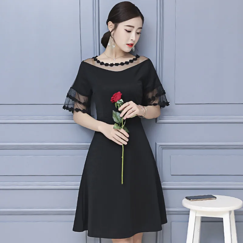 Высококачественное элегантное винтажное черное Сетчатое платье женские сексуальные вечерние платья а-силуэта модные летние повседневные платья размера плюс Vestidos