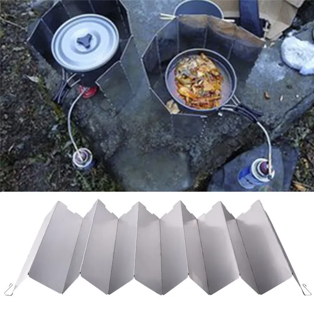12 Plates Foldable Camping Stoves Wind Screen Split Cooking Range Wind