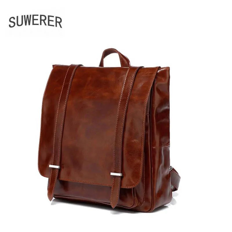 

European and American fashion leather men's bag Computer bag backpack travel backpack Men's big bag retro British style