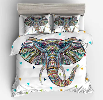 

3d Fashion Bohemian Elephant print Duvet Cover Set Pillow case 3pcs Double Bedclothes home ornament (NO Bed Sheet) full size