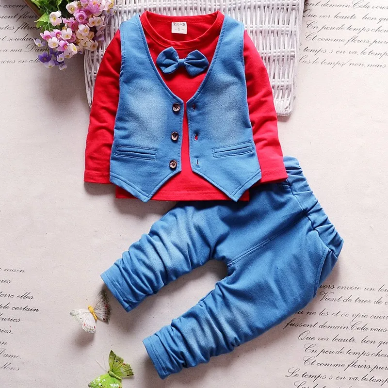 BibiCola/комплекты одежды для маленьких мальчиков повседневная одежда для детей Топы+ Штаны 2 шт./компл. детский спортивный костюм для малышей, комплект одежды