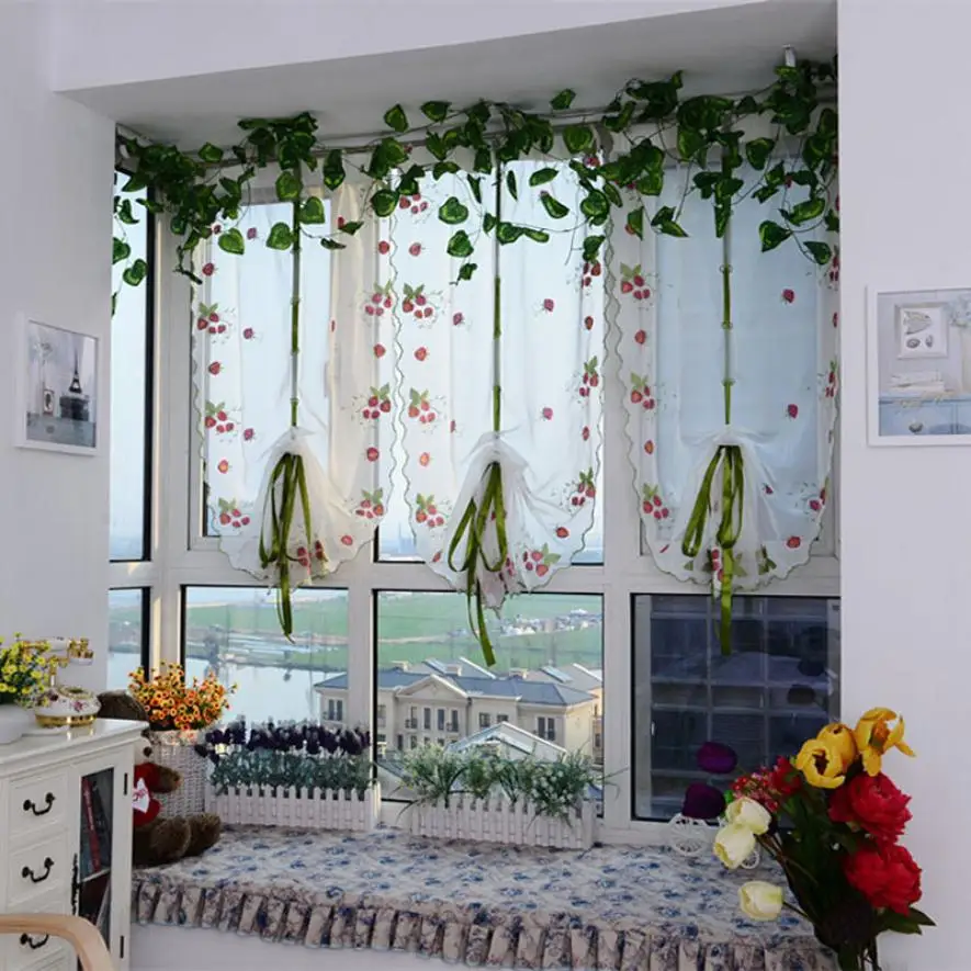 

2017 Hot Selling Embroidere flower Tulle Finished Product Quality Window Screens Curtain Panel Sheer jul24