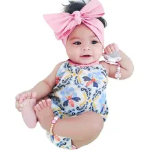 Комплект из 2 предметов; боди с цветочным рисунком для девочек; комбинезон для малышей; повязка на голову; одежда для малышей; костюм с цветочным рисунком для девочек; conjunto infantil; летний топ; 20