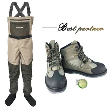 Fly Fishing Clothes Waders Outdoor Hunting Wading Pants and Shoes Aqua Sneakers Overalls Felt Sole Fishing Boots DXMU1 unisex plus 46 fishing waders leg pants super large synthetic leather boots thickening sole one piece fishing waders leg pants