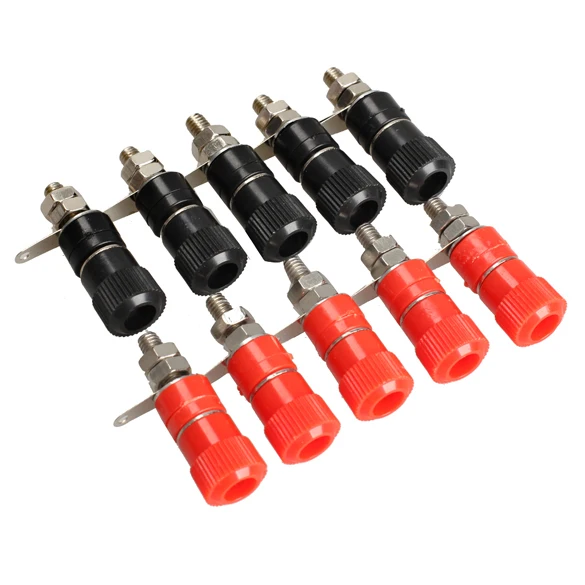 

10Pcs/Lot Terminal Blocks 4mm Amplifier Terminal Connector Binding Post Banana Plug Jack Panel Mount Black 5 Red 5