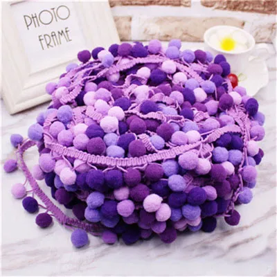 Lace Fabric Sewing Accessories Pompom Trim Pom Pom Decoration Tassel Ball Fringe Ribbon DIY Craft Accessories Material Apparel - Color: purple series