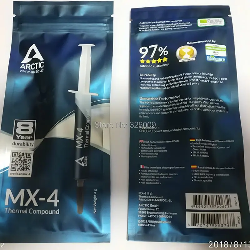 Оригинальные ARCTIC MX 4 г 8.5 Вт/МК Топовый термопаста термопрокладка процессор