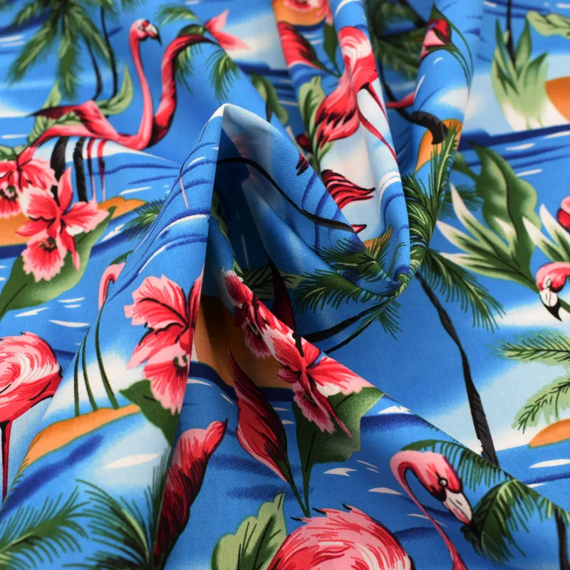 Фламинго и кокосовые пальмы реактивной окраски стрейч хлопок ткань для semmer платье Базен riche getzner telas por metro DIY