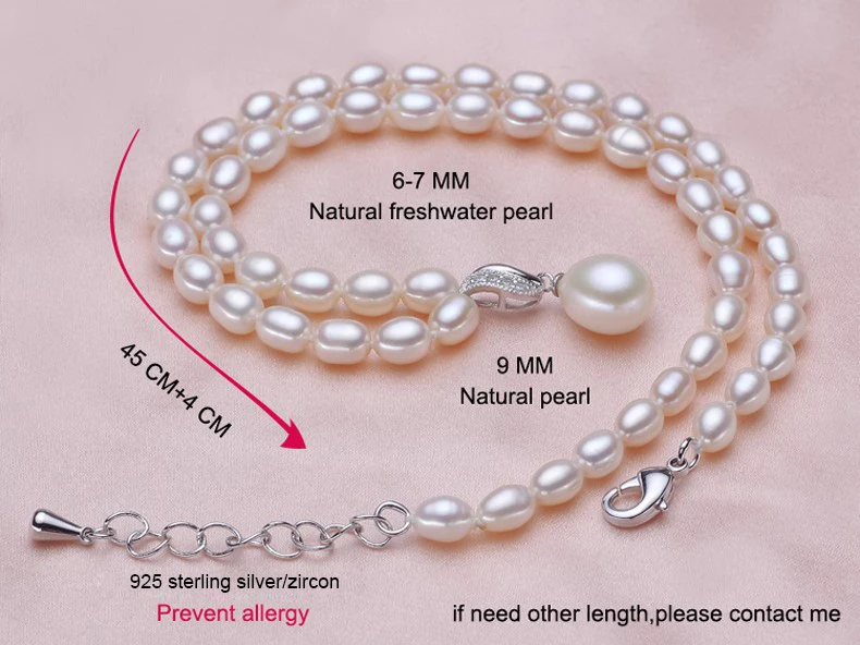 YIKALAISI 925 Стерлинговое серебро ювелирные изделия натуральный пресноводный жемчуг ожерелье 6-7 мм жемчуг для женщин лучшие подарки
